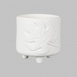 Ceramic Bisque Monstera Footed Container